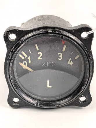 Luftwaffe, elektrischer Vorratsanzeiger 0-400 Liter,  Fl 20723, verbaut in Bf 109 G/K, Funktion nicht geprüft