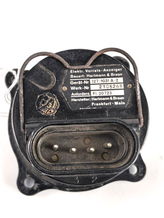 Luftwaffe, elektrischer Vorratsanzeiger 0-345 Liter,  Fl 20723, verbaut in Go 244 / Ar 196. vermutlich leeres Gehäuse,  Funktion nicht geprüft