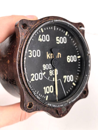 Luftwaffe, Fahrtmesser Fl 22234, verbaut in Me109, Fw 190 He 162, Bf 109 K-4, letztes Modell ,  Funktion nicht geprüft