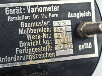 Luftwaffe, Statoskop Variometer Fl 22381, Baujahr 1936,  Funktion nicht geprüft