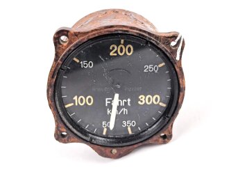 Luftwaffe, Fahrtmesser Fl 222207. Gehäuse Original, Blatt Nachbau