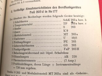 "He 117 A-3 Flugzeug Handbuch, Teil 12C  Sonderwaffenanlage mit Fu G 203d"  Neuzeitlicher Druck
