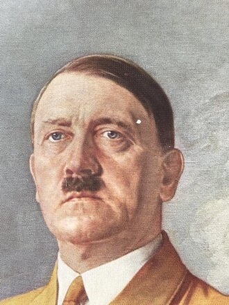 Farbiger Druck für ein Amtszimmer / Schulzimmer oder ähnliches, Darstellend Adolf Hitler nach einem Gemälde von Prof. Knirr. maßw 25 x 35cm