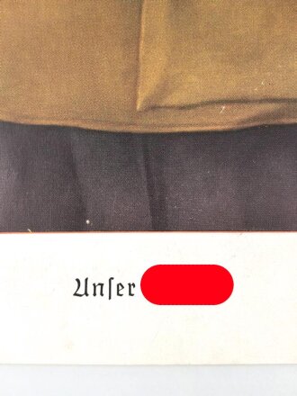 Farbiger Druck für ein Amtszimmer / Schulzimmer oder ähnliches, Darstellend Adolf Hitler nach einem Gemälde von Prof. Knirr. maßw 25 x 35cm