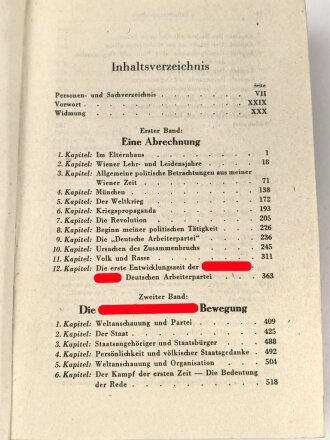 Adolf Hitler " Mein Kampf" Ausgabe 1943. Vollständig, Buchrücken löst sich, Einband geknickt