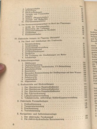 "Luftfahrt Lehrbücherei Band 5 - Elektrische Flugzeugausrüstung" datiert 1942, 135 Seiten, DIN A5