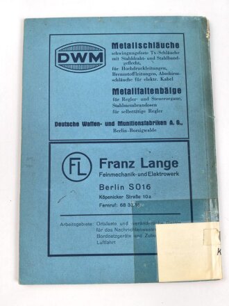 "Luftfahrt Lehrbücherei Band 5 - Elektrische Flugzeugausrüstung" datiert 1942, 135 Seiten, DIN A5