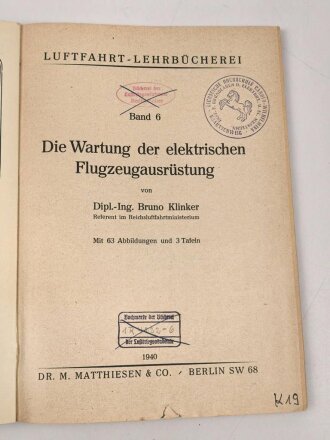 "Luftfahrt Lehrbücherei Band 5 - Elektrische...