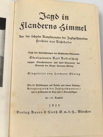 "Jagd in Flanderns Himmel" um 1935, 213 Seiten, über DIN A5