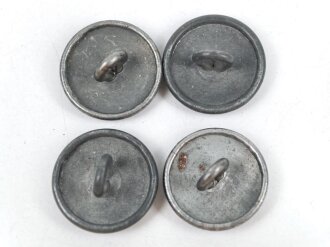Vier Knöpfe für eine Feldbluse der Wehrmacht. Späte, blaugraue Lackierung, je 19mm