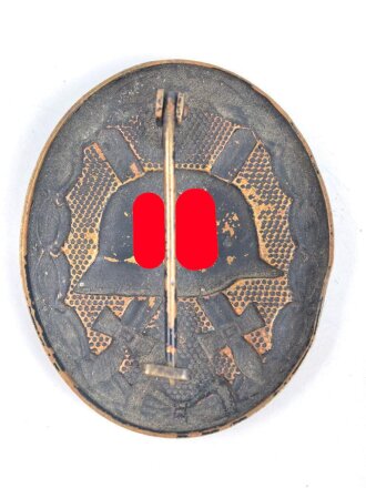 Verwundetenabzeichen in schwarz. Buntmetall, Rückseitig Originallack