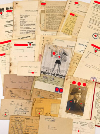 Panzertruppe, Konvolut Papiere, Beleidsbekundungen und Post eines in Rußland 1941 Gefallenen, 19 jährigen Angehörigen der Panzertruppe.