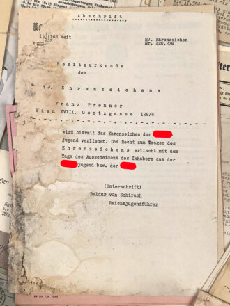 Panzertruppe, Konvolut Papiere, Beleidsbekundungen und Post eines in Rußland 1941 Gefallenen, 19 jährigen Angehörigen der Panzertruppe.