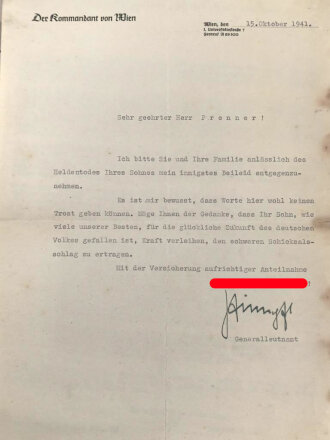 Panzertruppe, Konvolut Papiere, Beleidsbekundungen und Post eines in Rußland 1941 Gefallenen, 19 jährigen Angehörigen der Panzertruppe.