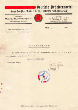 Bund Deutscher Mädel Untergau 508 Wien, kleine Gruppe einer Angehörigen