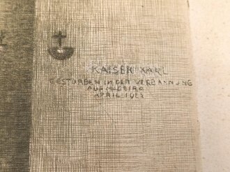 Original Radierung "Krypta Helden Denkmal für die Gefallenen des Weltkriegs 1914-1918" Signiert " Franz Xaver Thü 1935"  Sicherlich in Österreich. Maße 31 x 33cm