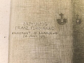 Original Radierung "Krypta Helden Denkmal für die Gefallenen des Weltkriegs 1914-1918" Signiert " Franz Xaver Thü 1935"  Sicherlich in Österreich. Maße 31 x 33cm