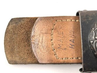 Luftwaffe, Koppelschloss für Mannschaften. Eisen lackiert, Lederzungedatiert 1942