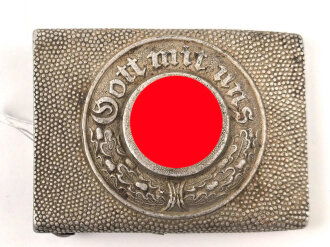 Polizei III.Reich, Koppelschloss für Mannschaften. Aluminium , Hersteller J.MO. Ungereinigtes Stück m