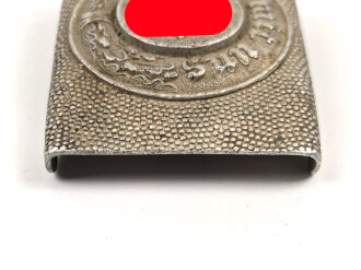 Polizei III.Reich, Koppelschloss für Mannschaften. Aluminium , Hersteller J.MO. Ungereinigtes Stück m