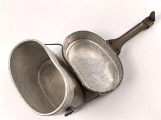 Kochgeschirr Wehrmacht, Hersteller AWO, zusammengehörig, Originallack, ungereinigt