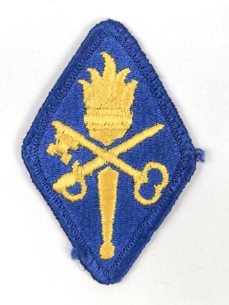 U.S. Army, Ärmelabzeichen " Quartermaster Center & School " Rückseitig Klebstoffreste