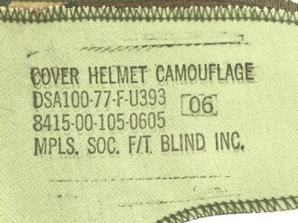 U.S. Army, 1977  dated "Woodland" helmet cover for M1 steel helmet.