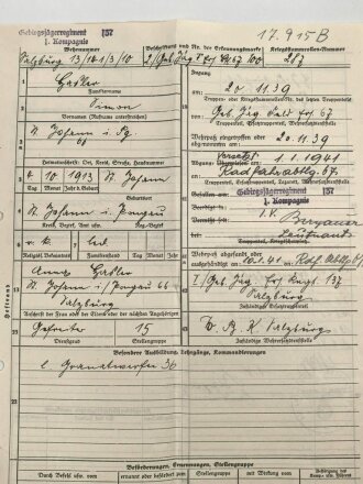 Nachlass eines Angehörigen Gebirgsjäger Regiment 137, Norwegen, Finnland