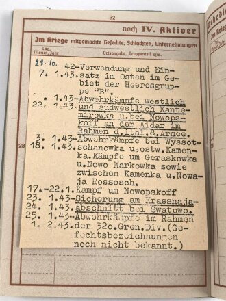 Nachlass eines Angehörigen Grenadier Regiment 587