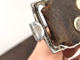 Koppelriemen Wehrmacht, höchstwahrscheinlich nach dem Krieg gekürzt, guter Ersatzteilträger, Gesamtlänge 78cm