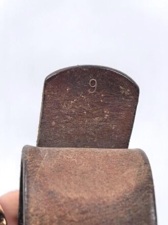 Koppelriemen Wehrmacht mit Reichsbetriebsnummer. Ungereinigt, auf 95cm gekürzt