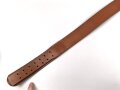 Koppelriemen für Mannschaften der Wehrmacht. neuzeitliche Fertigung aus ordentlichem Leder, der Haken macht keinen sonderlich stabilen Eindruck. Gesamtlänge 126cm