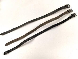 Drei Stück Mantelriemen Wehrmacht, jeweils gebraucht