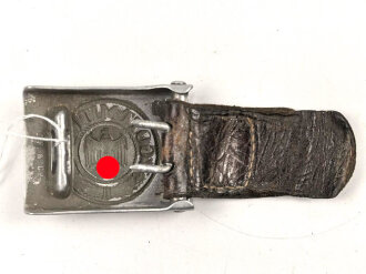 Koppelschloss für Mannschaften des Heeres. Aluminium, die Lederlasche datiert 1939. Entnazifiziert