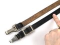 Querriemen / Sturmriemen für die Uniform der Parteiverbände. Schwarzes Leder, ungereinigt, Gesamtlänge 76m