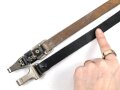 Querriemen / Sturmriemen für die Uniform der Parteiverbände. Schwarzes Leder, ungereinigt, Gesamtlänge 76m