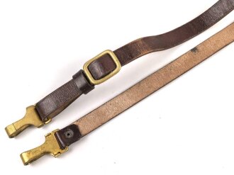 Querriemen / Sturmriemen für die Uniform der Reichsbahn ? Braunes Leder, Gesamtlänge 99cm