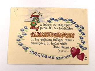 Drei handgemalte Karten eines Kriegsgefangenen