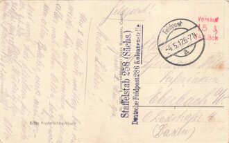 Feldpostkarte vom 4.5.1917 " Staffelstab 258 ( Sächs.) Deutsche Feldpost 286 Kolonnenstelle