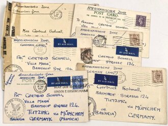U.S. Zensur von 1946 / 1947, Sechs Briefumschläge von Schottland nach München