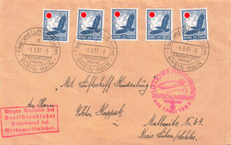 Zeppelinpost " Luftschiff Hindenburg Deutchlandfahrt am 1.Mai 1937" Teil eines Umschlags