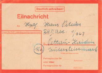 Lebenszeichenkarte aus München vom 26.2.1945 , wurde so nach den Bombennächten an Verwandte verschickt.