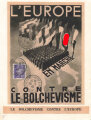 "Europa gegen den Bolschewismus" Propaganda Illustration 12 x 16cm, Briefmarke von Petain mit Poststempel "Bolschewsimus gegen Europa 29.5.42 Paris"