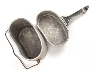 Kochgeschirr Wehrmacht, stark getragen, nicht zusammengehörig