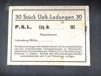 Wehrmacht, Transportbehälter für 30 Stück Ueb-Ladungen 30. Maße 12 x 15 x 5cm