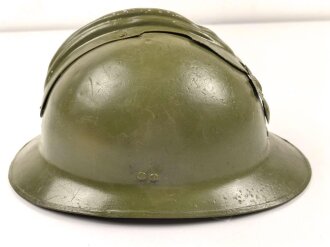 Frankreich, Stahlhelm 2.Weltkrieg Modell 1926. Emblem alter Art. Neuzeitlich lackiert, Innenfutter defekt