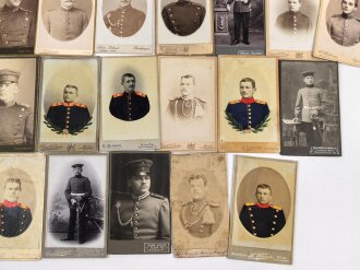 Kaiserreich und 1. Weltkrieg, Konvolut Hartkartonfotos von Uniformierten, meist 6,5 x 10,5cm