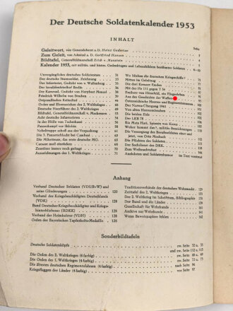 "Der Deutsch Soldatenkalender 1953" 143 Seiten,...