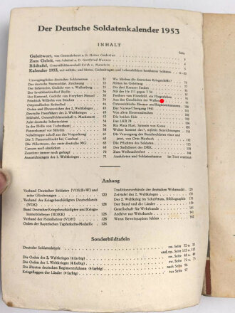 "Der Deutsch Soldatenkalender 1953" 143 Seiten,...