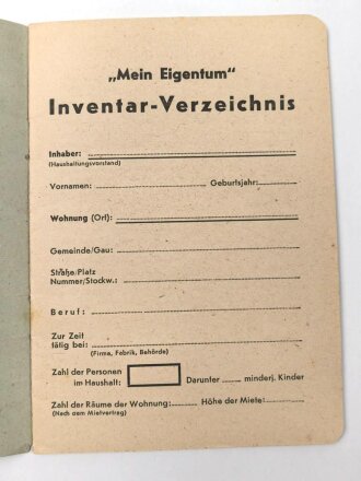 "Mein Eigentum - Inventar-Verzeichnis für den...